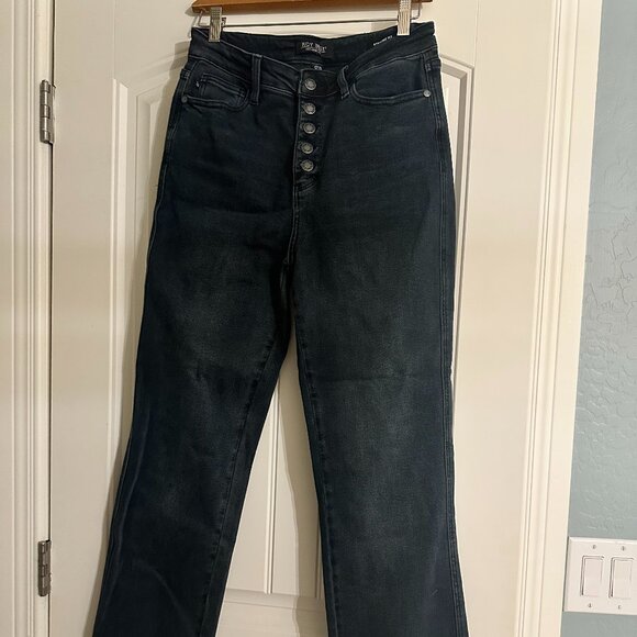 Judy Blue Button Fly Dark Wash Straight Jeans - Picture 1 of 4